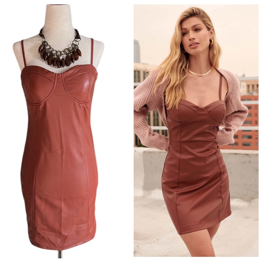 Shinestar faux leather  Principle Vegan Leather Mini Dress